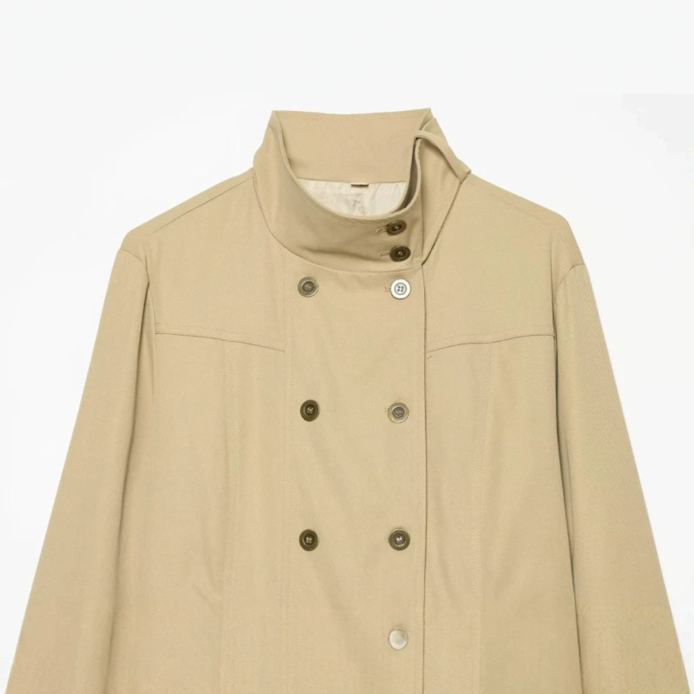 ZARA Retro Versatile Pocket Detail Stand Collar Short Trench Coat